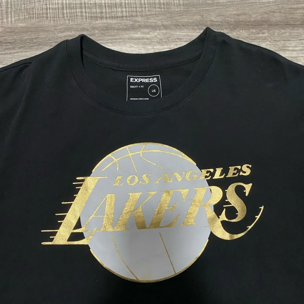 Express LA Lakers  Black and Gold Mens  Tee size Large 100% cotton - Picture 4 of 11